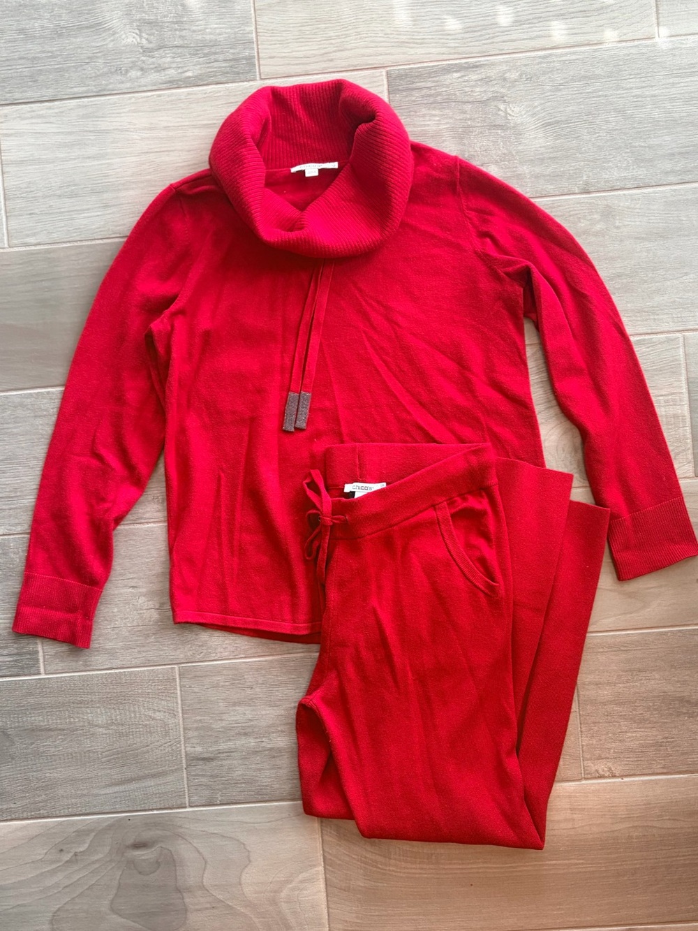 Chico's Red Sweater Set Size 1 Top Size 0 Bottom